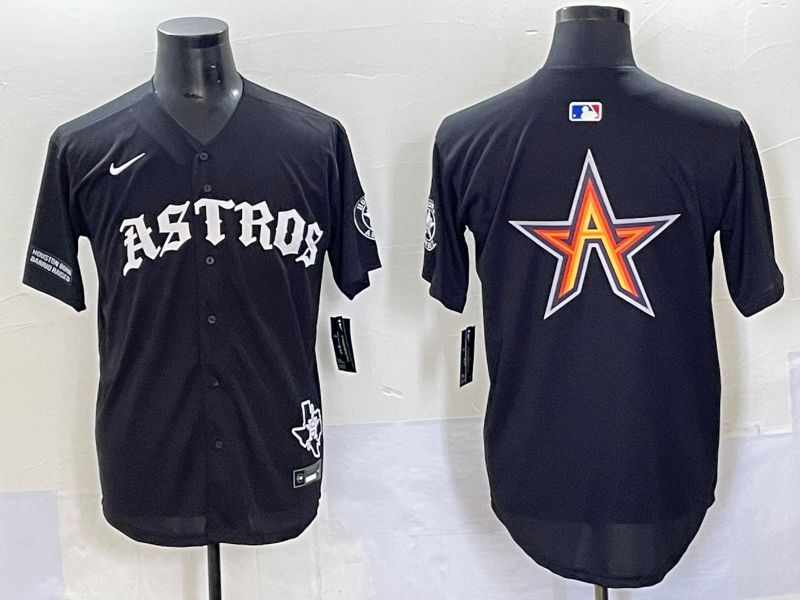 Men 2025 Houston Astros Blank Black Seven generations Joint Name Nike MLB Jersey style 11->houston astros->MLB Jersey